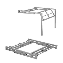 Sammenklappelig metalbordfod i sort eller grå farve, firkantet form 96x96 cm, velegnet til laminatbordplader med diameter 150 cm -170 cm