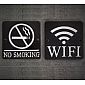 Set of cast iron signs No Smoking and WiFi