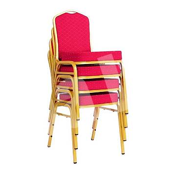 Banquet chairs 4 pcs. in red with a frame in gold color