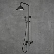 Retro style shower system, brass, black color h: 1270 mm
