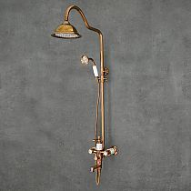 Retro style shower system LUXURY, brass, antique bronze color, ceramic finish, h: 1420 mm