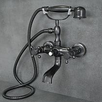 Wall-mounted bath, shower faucet in black