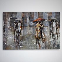3D metal art People in the rain, 80x120cm
