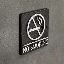 Cast iron metal sign No smoking, 2 pcs