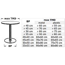 Metal table base. Foot size: 40x40 cm, H: 72 cm