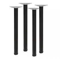 Standard height round metal table legs, height 72.5 cm, graphite, black or aluminum color, set of 4 pcs.