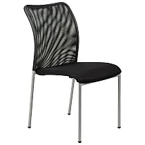 Conference chair in black colour with chrome frame, breathable mesh back and upholstered seat, set of 20 chairs
