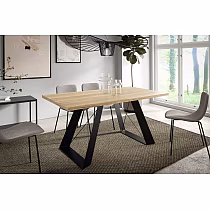 Customizable Extendable Dining Table – Modern Laminated Top, Black/White Powder-Coated Metal Legs, Expandable 140-240 cm, 6 Colors