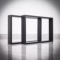 Low height rectangular metal table leg made of steel, height 40 cm, black and steel effect color options, size 60x40cm, set of 2 pcs.