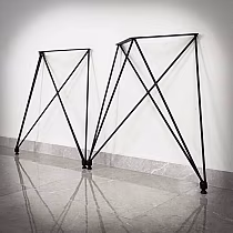 Geometric, wire-frame trestle form metal table leg made of steel, height 72 cm, dimensions 75x72 cm, 2 legs in set