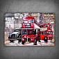 3D metāla mākslas darbs ar dinamiska sarkanā Londonas autobusa attēlu, izmēri 120x60 cm