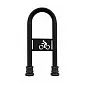 Galvanized and black painted bicycle stand, retro style 80x36 cm with cast iron decorative elements and bike logo, in-ground concrete installation