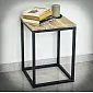 Cubic metal coffee table with a design wooden surface and a steel frame 50x35x35cm