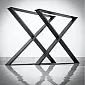 Sturdy metal table leg X-shaped made of steel, height 71 cm, width 80 cm, 2 pieces in set