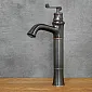 Retro-style sink faucet made of brass, black color, height 36 cm, spout length 13.5 cm