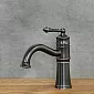 Retro stiliaus kriauklės maišytuvas iš žalvario juodos spalvos, aukštis 23,5 cm, snapelio ilgis 15 cm