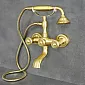 Retro style wall mounted bathtub, brass shower faucet, height 300mm, spout length 100mm