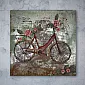 3D metal painting Retro women's bicycle, 100x100cm