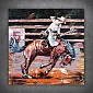 3D Metal Rodeo Cowboy Wall Art on Wood Panel – Handmade Western Horse Rider Rustic Wall Decor, Large 100x100 cm