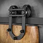 Sliding single-leaf door rail for wooden doors Horseshoe up to 130 kg, length 2 meters, black color, fixed to the wall