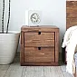Masivi pušinė naktinė spintelė su dviem stalčiais, kubo formos, aukštis 40, plotis 40, gylis 40 cm, komplektas iš 2 vnt