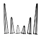 Dekoratyvinės metalinės baldų stalo kojos iš 3 plieninių plokščių strypų, juodos spalvos arba su plieno efektu, aukštis 20, 40 arba 73 cm, komplektas iš 4 kojų