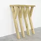 Raw oak solid wood table legs, Y-shape, height 74 cm, set of 4 pcs