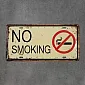 Informacinė dekoratyvinė stačiakampė metalinė iškaba „No smoking“, dydis 31x16 cm, rinkinys iš 5 vnt.