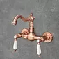 Wall-mounted brass faucet, rose gold color, height 17 cm, spout length 15 cm