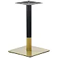 Metal table base in a combination of golden and black color, round column, height 72.5 cm, bottom plate 45x45 cm, suitable for table tops up to 70x70 cm