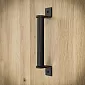 Metalinė stumdomų durų traukimo rankena iš plieno, juodos spalvos, aukštis 21,5 cm, svoris 280 gramų, rinkinyje 4 vnt.