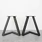 3D metalinės stalo kojos iš plieno, aukštis 45 cm, bendras plotis 46 cm, juodos spalvos arba su plieno efektu, rinkinyje 2 vnt.