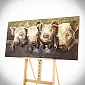 Kunstiteos Neli põrsast, 3D metallimaal mõõtmetega 120 x 60 cm