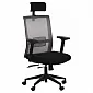 Office chair, computer chair with height adjustment for head and armrests, with mesh backrest, black-gray
