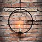 Metal candlestick for one candle, hanging, circle, diameter: 390 mm, black color, set of 2 pcs.