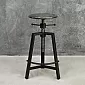 Industrial style mechanically adjustable height bar stool, steel-wood, height 570-800mm