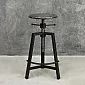 Industriāla stila mehāniski regulējama augstuma taburete, tērauds-koks, augstums 57–80 cm