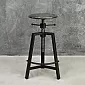 Pramoninio stiliaus mechaniškai reguliuojamo aukščio baro kėdė, plieninė-mediena, aukštis 570-800mm