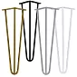 Elegantas Hairpin-tipa kājas kafijas galdiņam no trim Ø12 mm tērauda stieņiem, 43 cm augstums - 4 kāju komplekts, krāsas: melna, balta, pelēka, zelta
