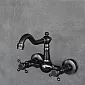 Wall-mounted brass faucet in black, height: 230 mm, spout length: 160 mm, YORK 2