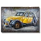 3D Metal Art, Pilt, Seinadekoratsioon - väike auto kollastes ja sinistes toonides, mõõdud 120x80cm