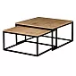 Space-saver square-shape double coffee table 2 in 1, height 39 cm and 34 cm, width 76 cm and 66 cm, with laminate surface, colours black, white, marble, concrete, oak