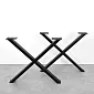 Plieninės stalo kojos Šviesios X formos, juodos spalvos, aukštis 71 cm, plotis 82 cm, komplektas 2 vnt.
