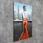 3D metal wall image, wall decor, a woman and a glass of champagne, 80x120 cm