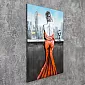3D metallist seinapilt, seinadekoor, naine ja klaas šampanjat, 80x120 cm
