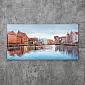 3D metāla sienas attēls, sienas dekors, pilsēta pie upes, 70x140 cm