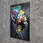 3d seinamaaling metallile, Aafrika naine pidulikes kaunistustes, 70x120 cm
