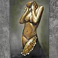 3D Metal Wall Art | Sensual Woman Sculpture Painting | Handcrafted Modern Nude Décor | 60x100 cm