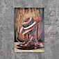 3D wall art made from steel, rustic western wall decor with cowboy hat, boots, and rope, height 90 cm, width 60 cm