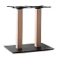 Galda pamatne no tērauda ar diviem neapstrādāta dižskābarža koka balstiem, augstums 72 cm / 60 cm / 106 cm, galda virsmām līdz 140x80 cm vai D120 cm